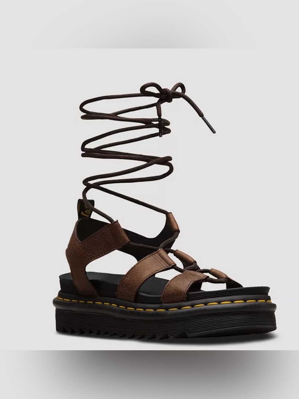 Dr. Martens Nartilla Dark Brown Lace-Up Platform Gladiator Sandal Sz 8 women’s